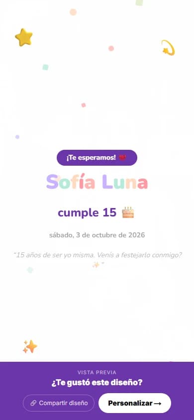 Plantilla Reina — invitación de 15 años