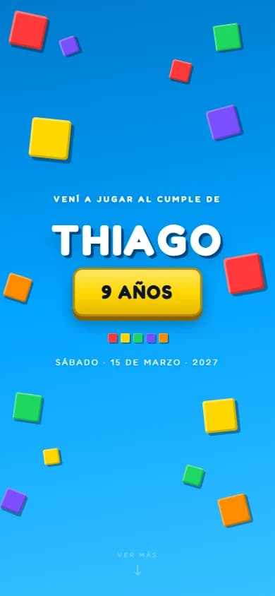 Ejemplo de invitación personalizada: cumpleaños de Thiago